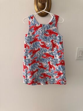 Tommy Bahama Red Lobster Print Dress with Blue Sea Motif